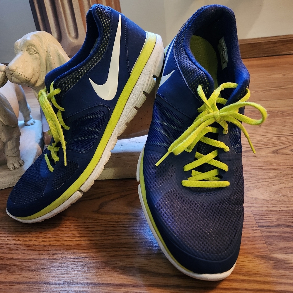 Nike Blue and Yellow Athletic Shoes with Breathable Mesh